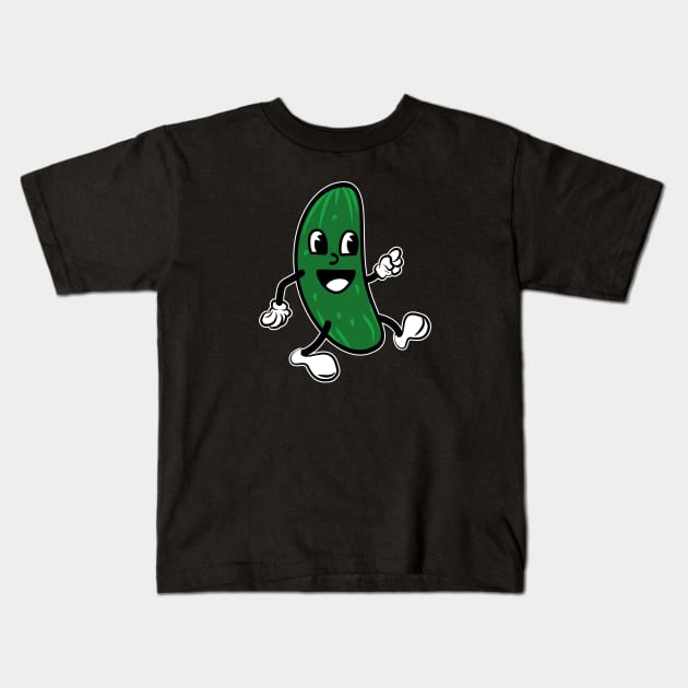 Funny Cartoon Cucumber Kids T-Shirt by Foxxy Merch